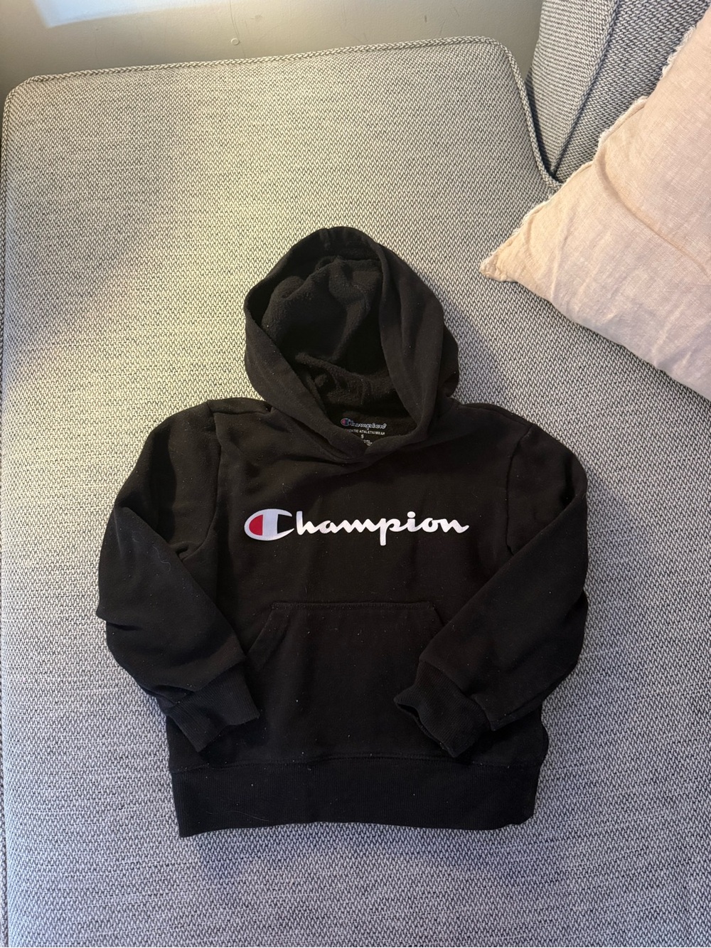Champion Black Hoodie with White & Red Logo